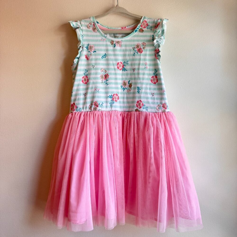 Tommy Bahama Mint Striped Floral Top Pink Tulle Skirt Girls Dress